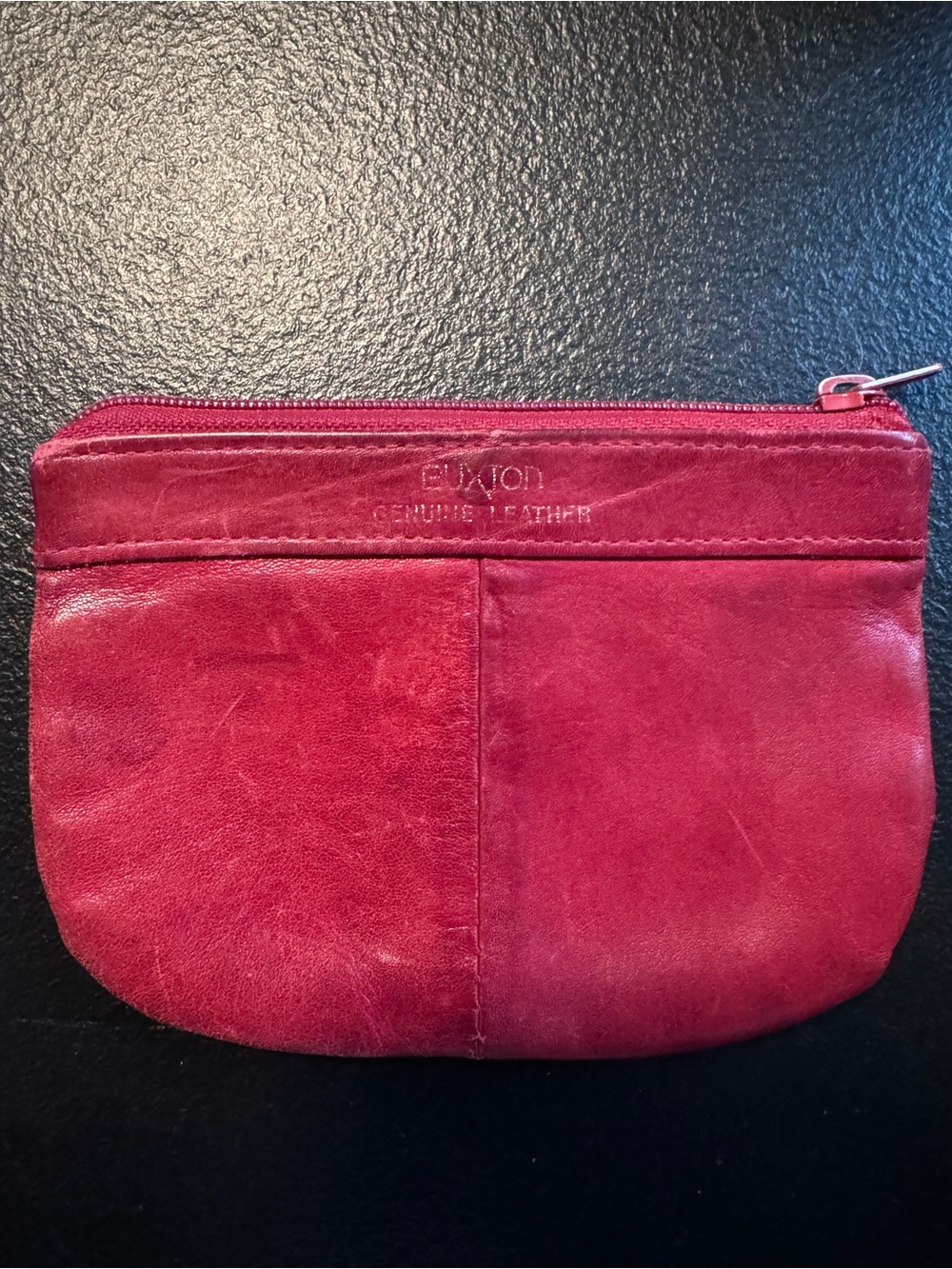 Buxton Red Genuine Leather Zip Pouch